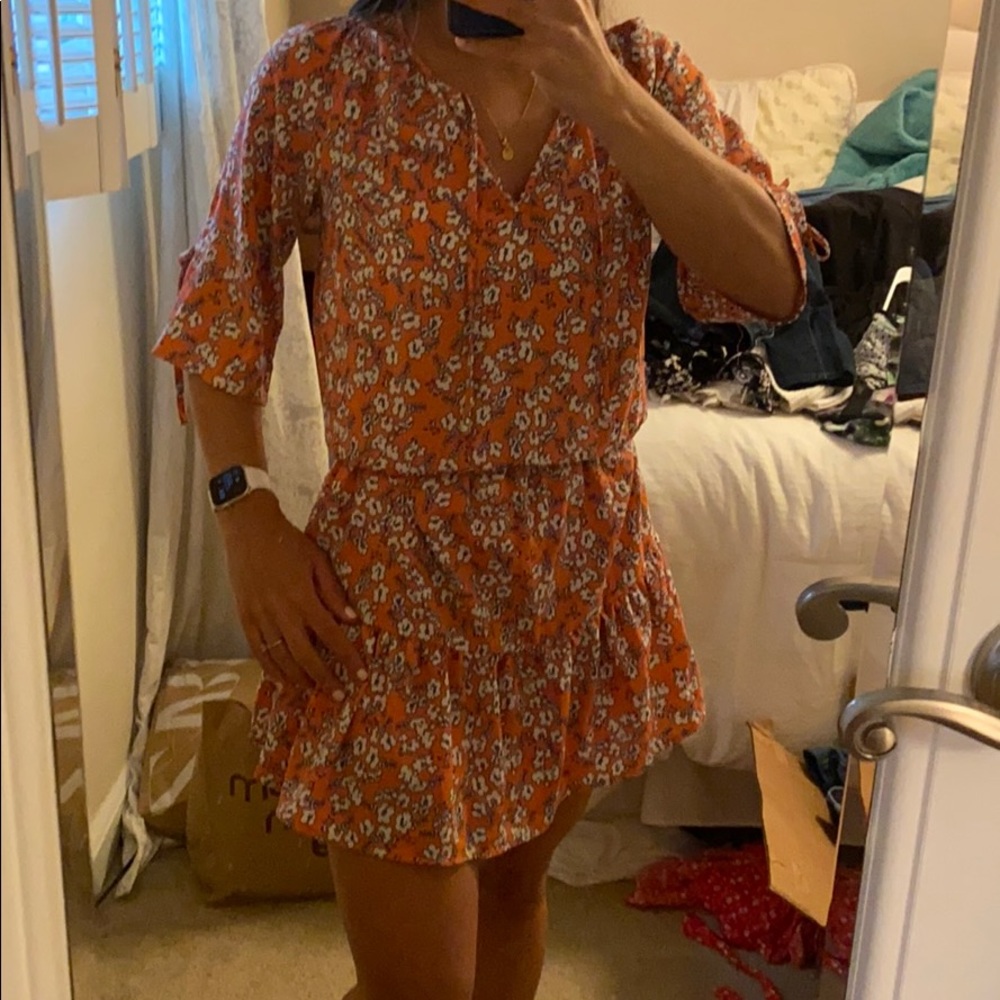 Coral floral dress